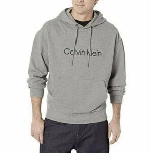 Calvin Klein Men's Relaxed Fit  Lightweig Hoodie Drawstring Gray Large Casual Ne